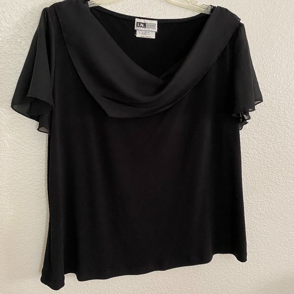 I.N. STUDIO Asymmetrical Draped Neckline Top - Picture 2 of 8